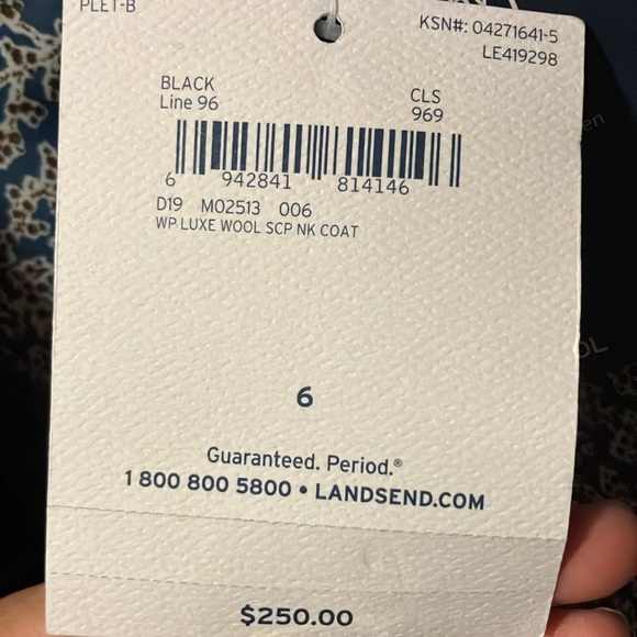 LANDS END WOMENS WOOL& CASHMERE BLACK PEA COAT  Size 6 NWT - Picture 14 of 14